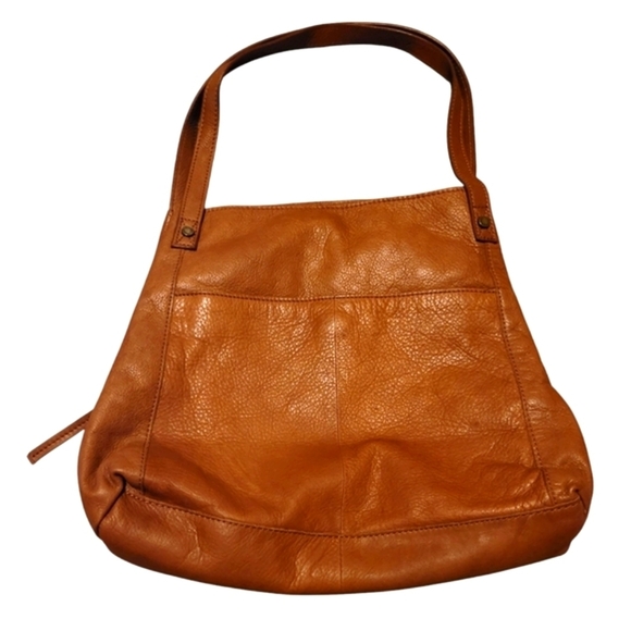 American Leather Co Triple Entry Zippered and Snap Shoulder Bag Tan - Picture 5 of 11